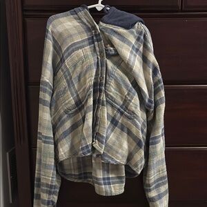 Blue Plaid Hooded Shirt